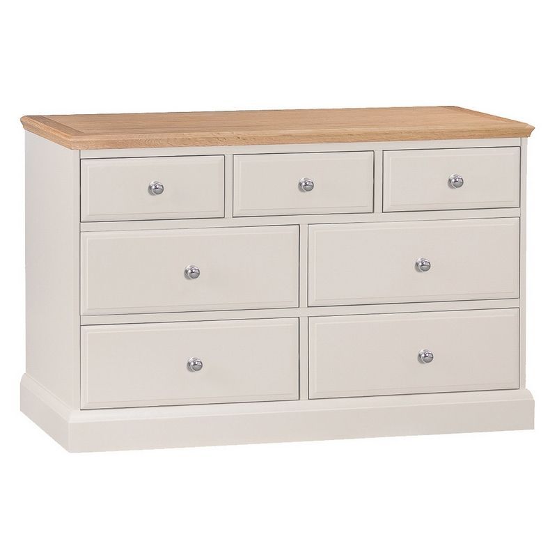 Country Cottage Cream & Oak Chest Of 7 Drawers